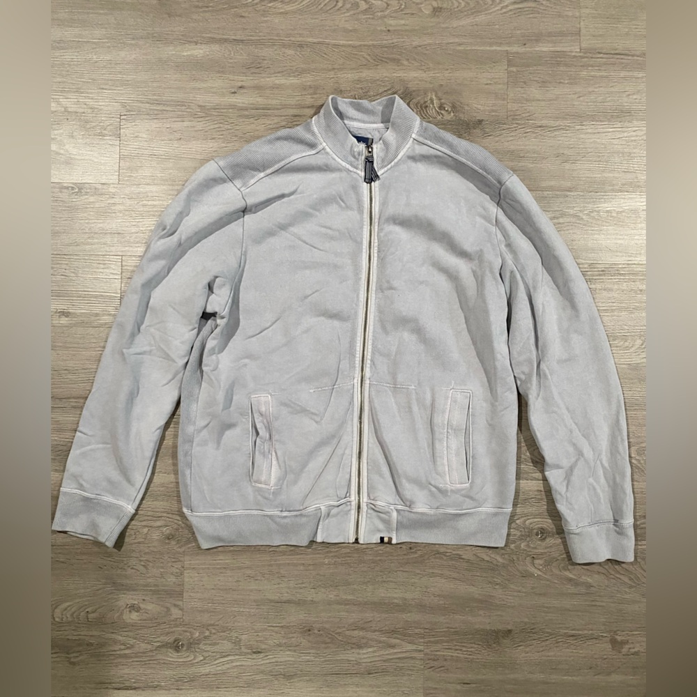 Mens Mododoc Full Zip Light Gray Sweater XL Comfort Casual